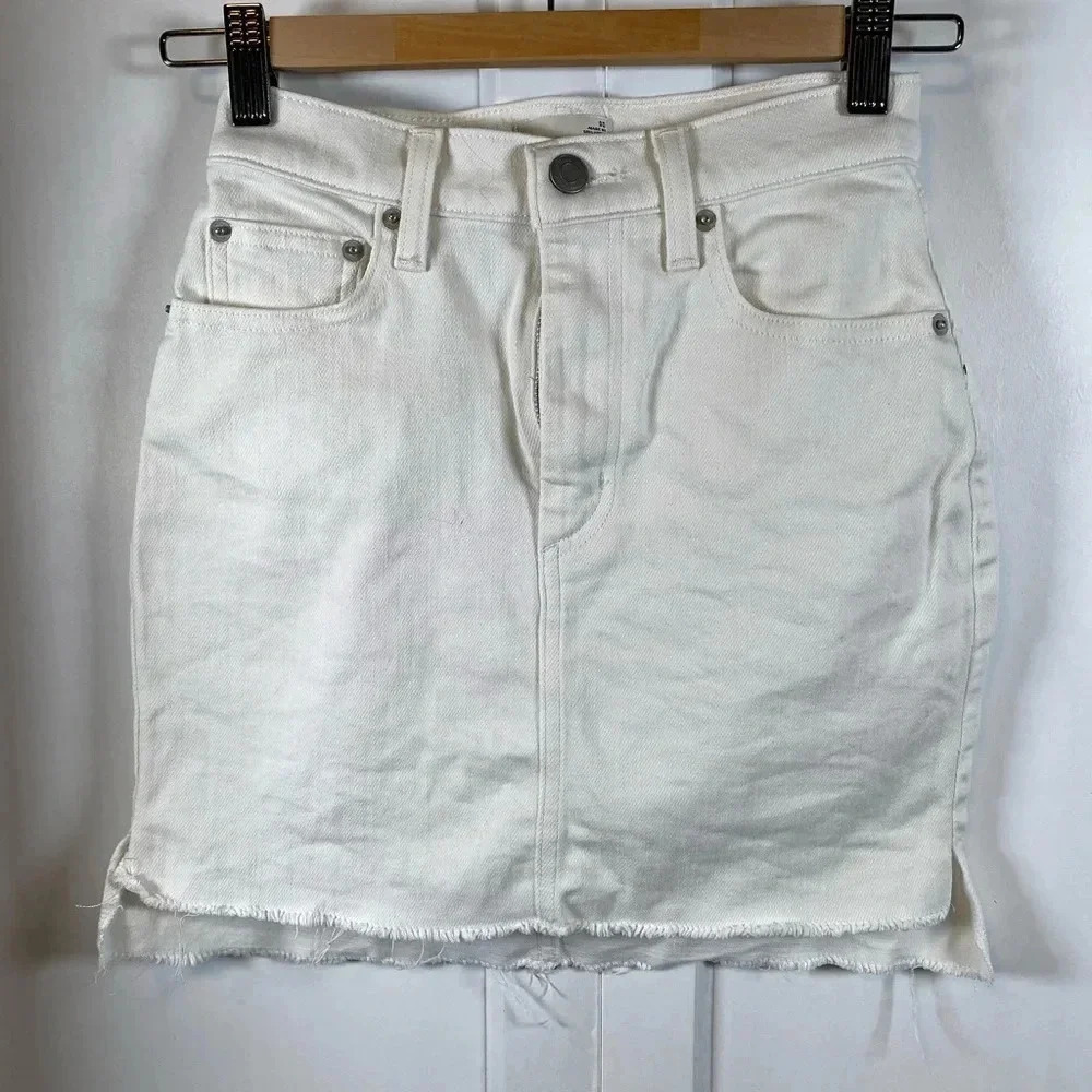 💚 wilfred | White distressed jean skirt - 00